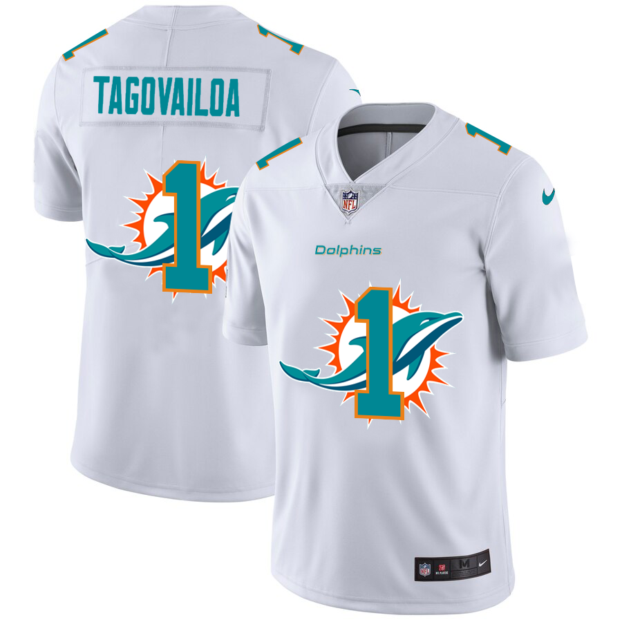 2020 New Men New Nike Miami Dolphins #1 Tagovailoa White  Limited NFL Nike jerseys->baltimore ravens->NFL Jersey